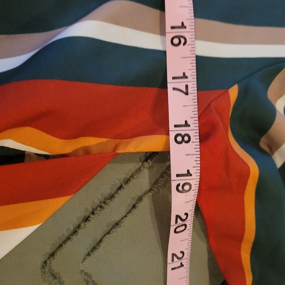 Muriell's Closet blue, red, green, gold, and white striped blouse. Size … - Picture 5 of 12